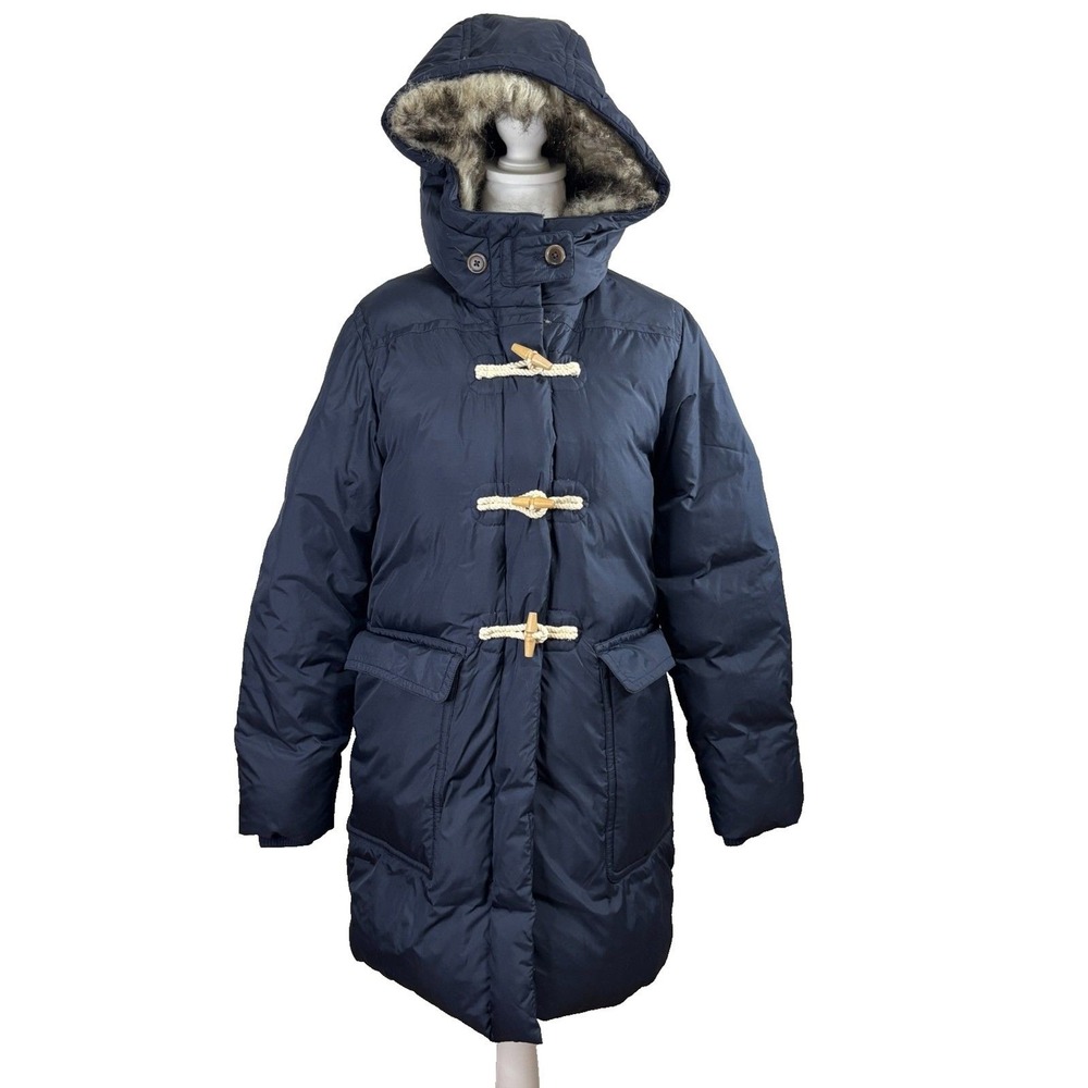 Crewcuts Duffle Parka Navy Down Fill Faux Fur Hood Toggle Puffer Coat Kids 16